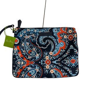 Vera Bradley Beach Pouch Set Bag Blue Paisley Zip NWT